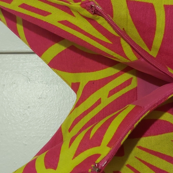Ashley Stewart Tropical Floral Print Dress Size 24 Pink Green Chartreuse - Picture 12 of 16